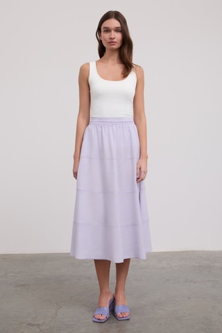 Falda midi de talle alto - Violeta