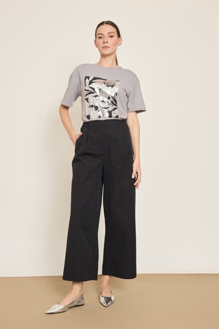 Pantalón wide leg 7/8 de tiro alto - Negro