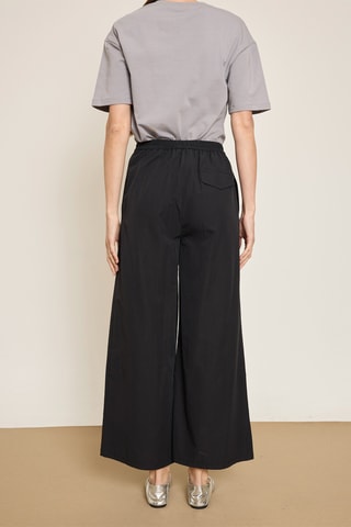 Pantalón wide leg 7/8 de tiro alto - Negro