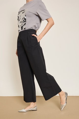 Pantalón wide leg 7/8 de tiro alto - Negro