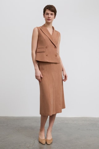 Falda midi - Camel
