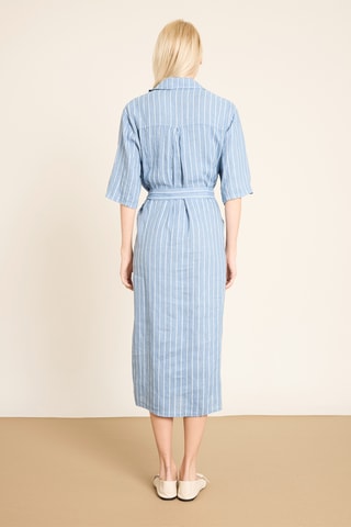 Vestido-camisa em linho - Azul