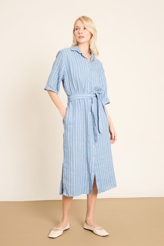 Vestido-camisa em linho - Azul