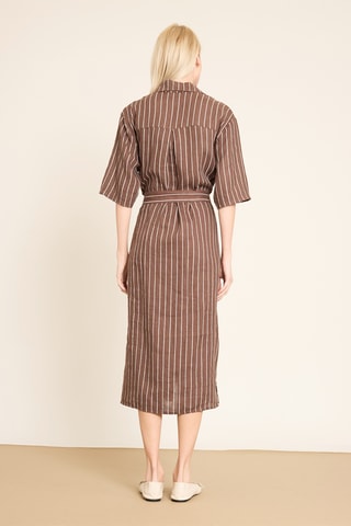 Vestido-camisa em linho - Castanho