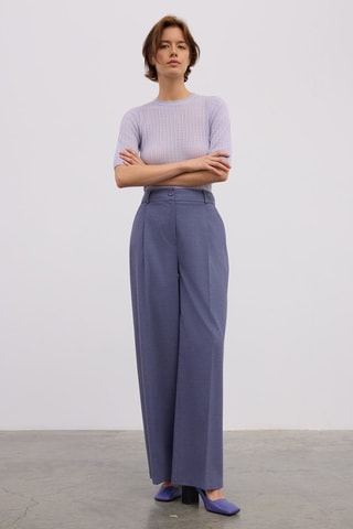 Pantalon wide legs - Bleu