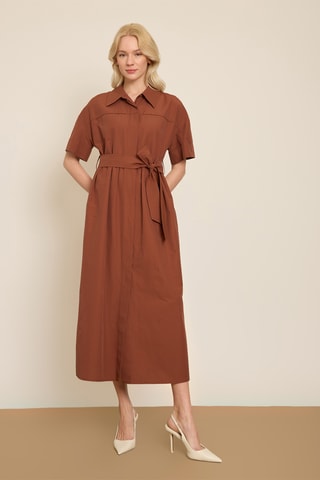 Vestido-camisa - Castanho