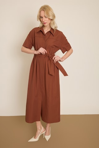 Vestido-camisa - Castanho