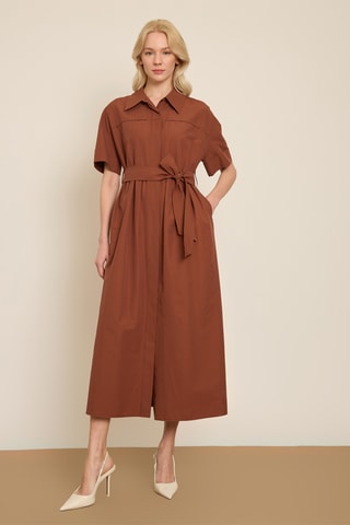 Vestido-camisa - Castanho