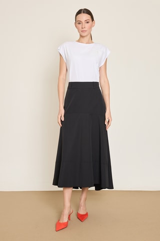 Falda larga de talle alto - Negro