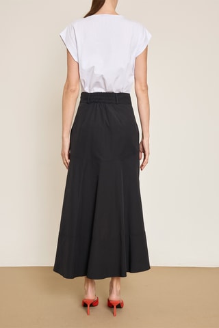 Falda larga de talle alto - Negro