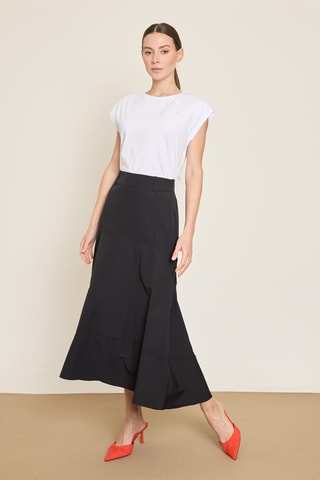 Falda larga de talle alto - Negro