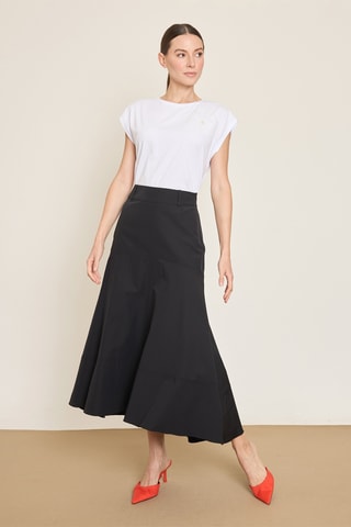 Falda larga de talle alto - Negro