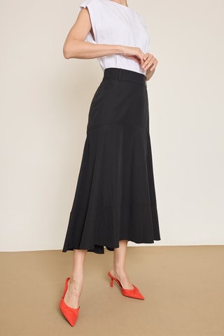 Falda larga de talle alto - Negro