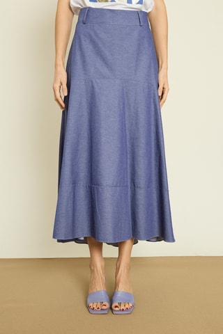 Falda larga de talle alto - Azul