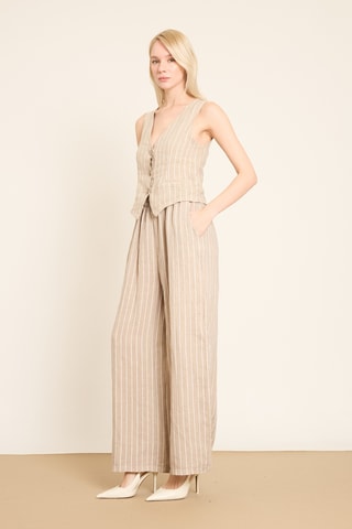 Pantalón wide leg de lino - Gris