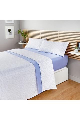 Katoenen Lakenset 59 Draad/cm² - Wit en Blauw