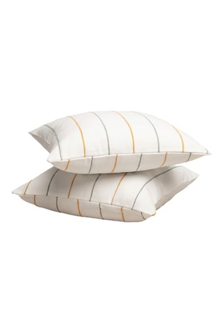 2 housses de coussin  -  45 x 45 cm - Blanc, bleu et jaune