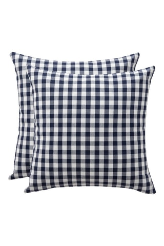 2 housses de coussin Vichy  -  45 x 45 cm - Bleu