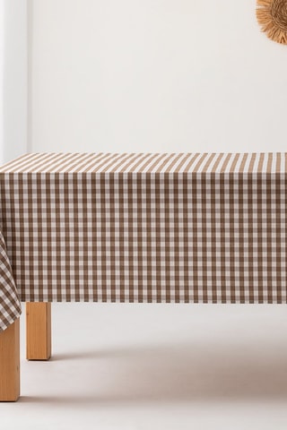 Nappe antitache Vichy  -  140 x 140 cm - Marron