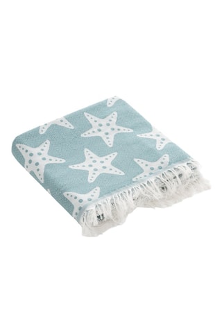 Fouta de plage  -  90 x 180 cm - Blanc et bleu