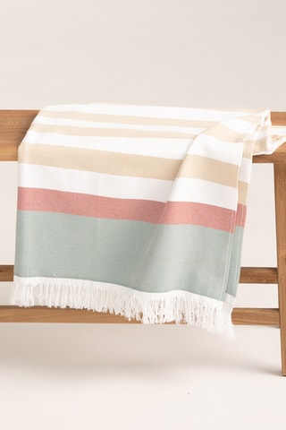 Fouta de plage Horizonte - Beige et rose - 90 x 180 cm - Beige