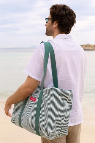 Cabas de plage - Blanc et vert
