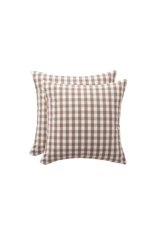 2 housses de coussin Vichy  -  45 x 45 cm - Marron