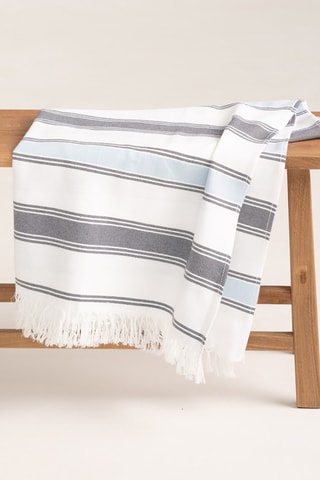 Fouta de plage Nautic - Bleu et gris - 90 x 180 cm - Bleu marine