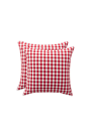 2 housses de coussin Vichy  -  45 x 45 cm - Rouge