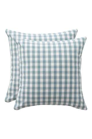 2 housses de coussin Vichy  -  45 x 45 cm - Bleu