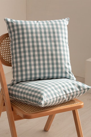 2 housses de coussin Vichy  -  45 x 45 cm - Bleu