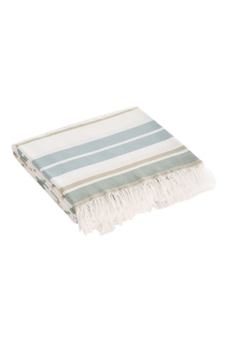 Fouta de plage  -  190 x 180 cm - Blanc, bleu et vert