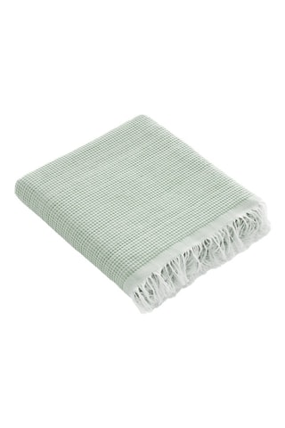 Fouta de plage  -  90 x 180 cm - Vert et blanc