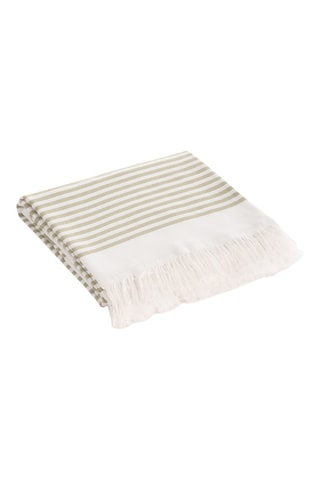 Fouta de plage  -  190 x 180 cm - Blanc et vert
