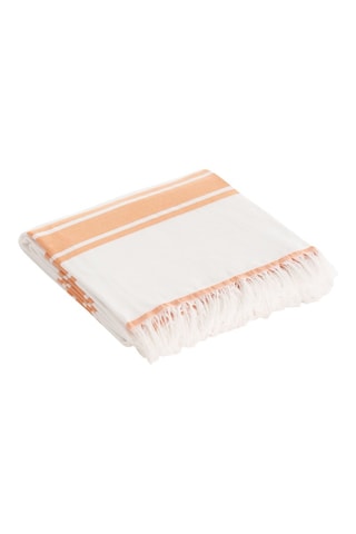 Fouta de plage  -  90 x 180 cm - Blanc et jaune