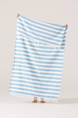 Fouta de plage  -  190 x 180 cm - Bleu et blanc