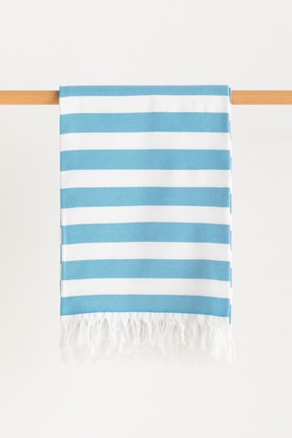Fouta de plage  -  190 x 180 cm - Bleu et blanc