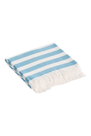 Fouta de plage  -  190 x 180 cm - Bleu et blanc