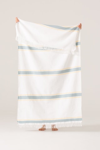 Serviette de plage  -  190 x 180 cm - Vert, blanc et orange