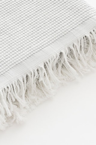 Fouta de plage  -  190 x 180 cm - Blanc et gris