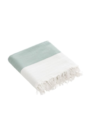 Fouta de plage  -  90 x 180 cm - Vert et blanc