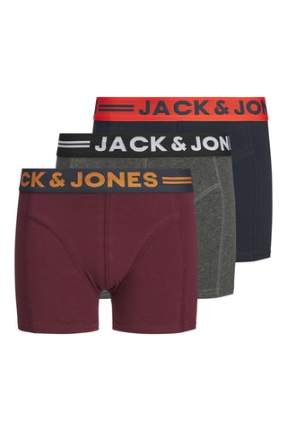 3 bóxers de algodón orgánico - Azul marino y burdeos - Jack&Jones Junior