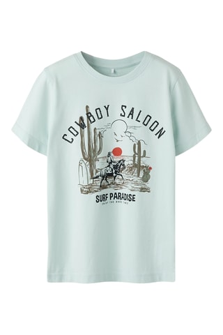 Camiseta de algodón orgánico - Verde agua - Name It