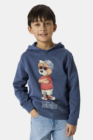 Sudadera de algodón orgánico con capucha - Índigo - Name It