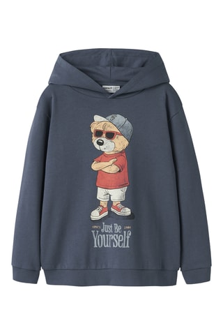 Sudadera de algodón orgánico con capucha - Índigo - Name It