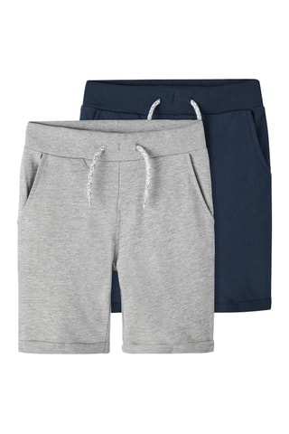 2 shorts regular fit -  Gris claro jaspeado y azul oscuro