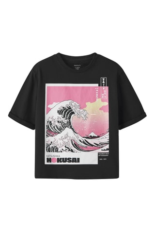 Camiseta regular fit La gran ola de Kanagawa de Katsushika Hokusai -  Negro