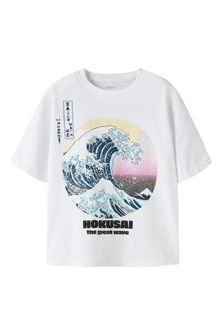 T-shirt regular La Grande Vague de Kanagawa Katsushika Hokusai  -  Blanc