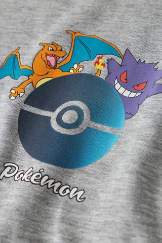 Camiseta regular fit Pokemon -  Gris jaspeado