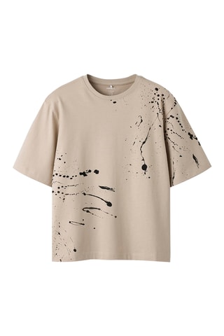 Camiseta relaxed fit de algodón orgánico - Name It -  Beige